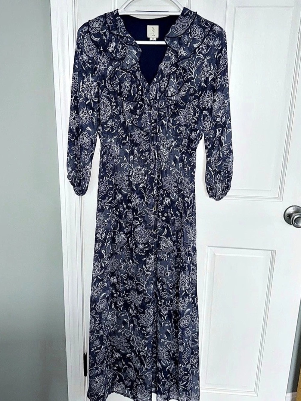 Joie Floral Maxi Dress in Blue & White